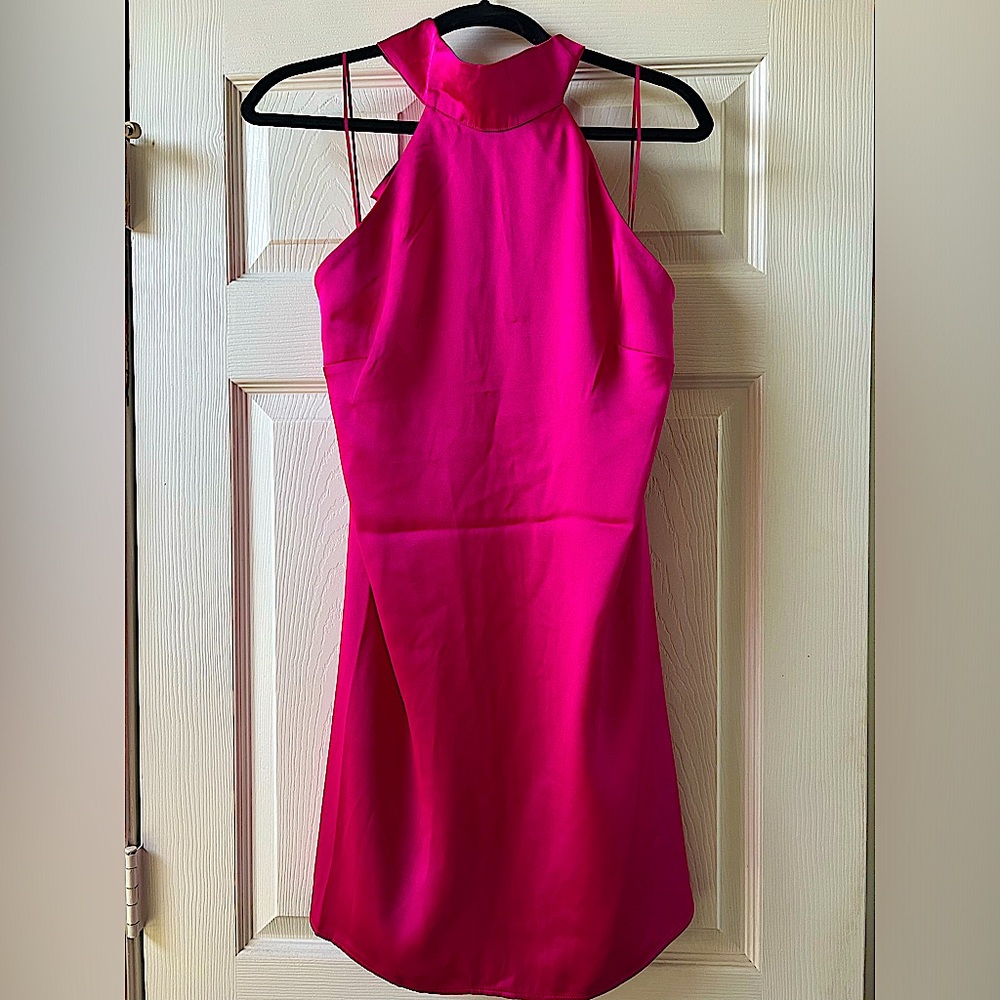 Express hot pink halter dress